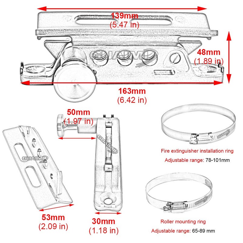 BarBaren Fire Extinguisher Mount Holder Adjustable For Jeep Wrangler TJ JK JKU JL UTVs Polaris RZR Ranger,Home,Boat - Image 4
